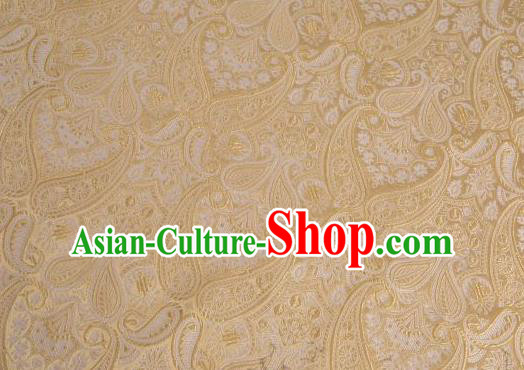 Asian Chinese Fabric Yellow Satin Classical Loguat Pattern Design Brocade Traditional Drapery Silk Material