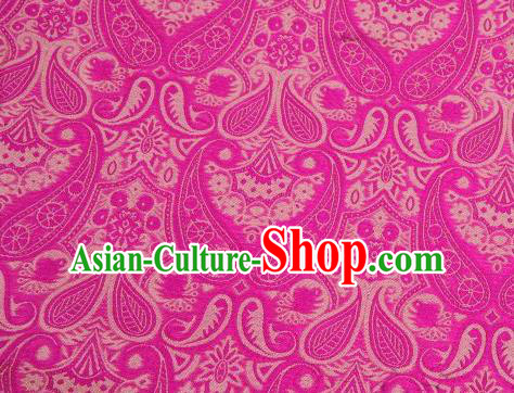 Asian Chinese Fabric Rosy Satin Classical Loguat Pattern Design Brocade Traditional Drapery Silk Material
