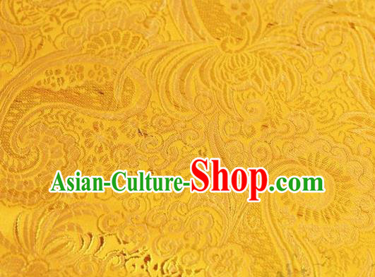 Asian Chinese Fabric Golden Satin Classical Pattern Design Brocade Traditional Drapery Silk Material