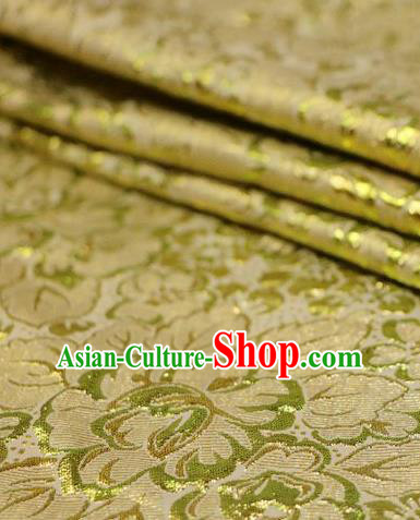 Asian Chinese Golden Satin Fabric Classical Pattern Design Brocade Traditional Drapery Silk Material