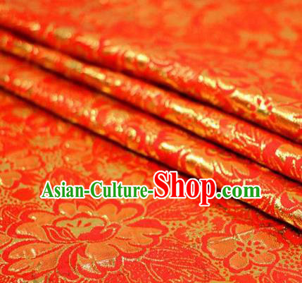 Asian Chinese Red Satin Fabric Classical Pattern Design Brocade Traditional Drapery Silk Material