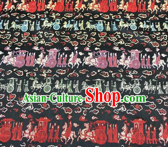 Chinese Classical Royal Pattern Design Black Satin Fabric Brocade Asian Traditional Drapery Silk Material