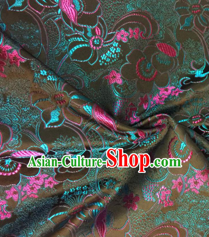 Chinese Classical Fish Lotus Pattern Design Satin Fabric Brocade Asian Traditional Drapery Silk Material
