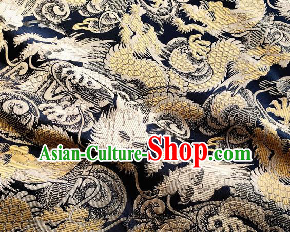 Asian Japanese Kimono Satin Fabric Classical Golden Dragon Pattern Design Brocade Traditional Drapery Silk Material