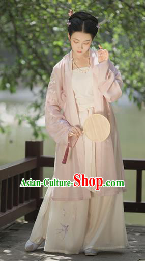 Asian Chinese Ancient Nobility Lady Embroidered Hanfu Dress Traditional Song Dynasty Historical Costume for Women