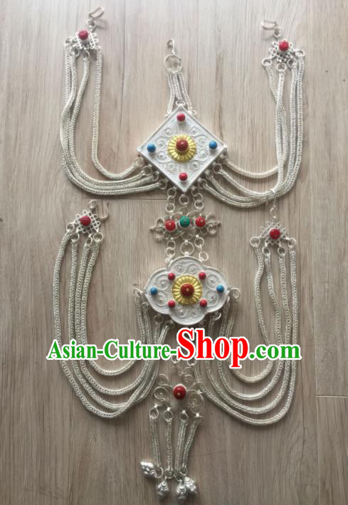 Chinese Traditional Zang Nationality Sliver Waist Accessories Tibetan Ethnic Wedding Belts for Women