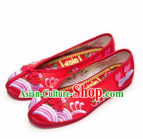 Chinese Traditional Opera Shoes Wedding Red Shoes Hanfu Princess Shoes Embroidered Shoes for Women