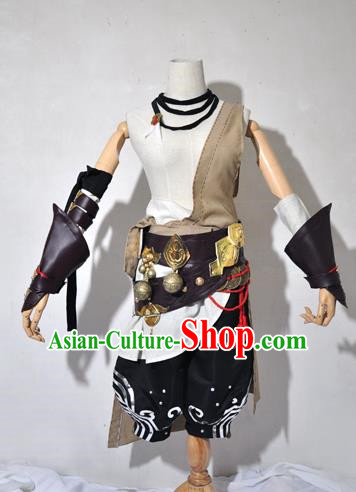 Chinese Traditional Cosplay Pauper Young Knight Costume Ancient Swordsman Hanfu Clothing for Men