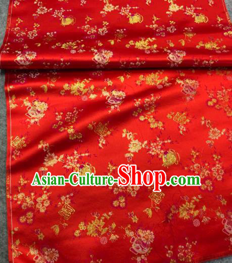 Traditional Chinese Red Silk Fabric Classical Pattern Design Brocade Fabric Asian Satin Material