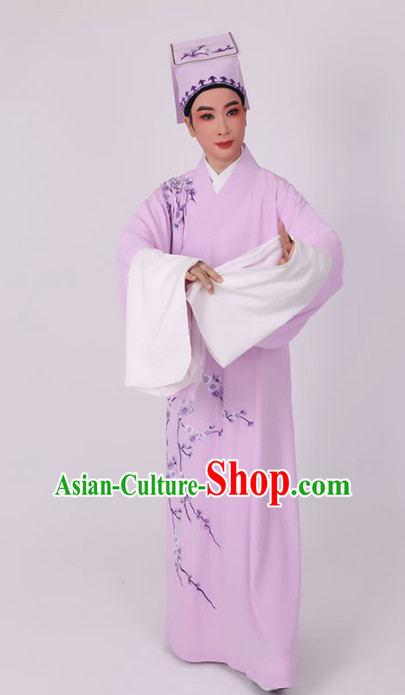 Chinese Traditional Beijing Opera Niche Costume Ancient Scholar Childe Lilac Robe for Men