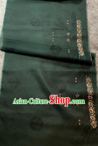 Traditional Chinese Satin Classical Embroidered Pattern Design Atrovirens Brocade Fabric Asian Silk Fabric Material