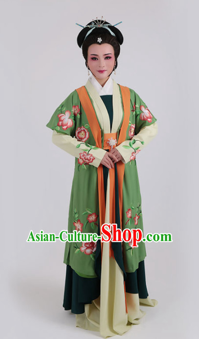 Chinese Traditional Peking Opera Actress Queen Green Dress Ancient Court Lady Embroidered Costume for Women