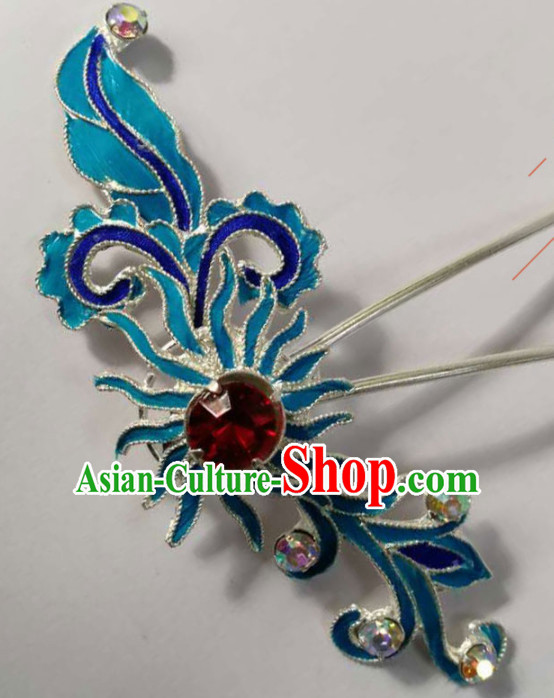 Chinese Ancient Court Queen Red Crystal Hairpins Traditional Beijing Opera Hair Accessories for Women