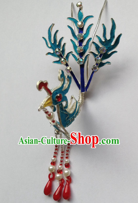 Chinese Ancient Queen Tassel Phoenix Hairpins Traditional Beijing Opera Diva Hair Accessories for Adults