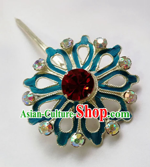 Chinese Ancient Court Princess Hair Clip Red Crystal Hairpins Traditional Beijing Opera Diva Hair Accessories for Adults