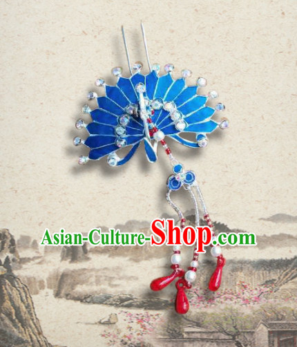 Chinese Ancient Queen Peacock Hairpins Palace Tassel Hair Clip Traditional Beijing Opera Diva Court Hair Accessories for Adults