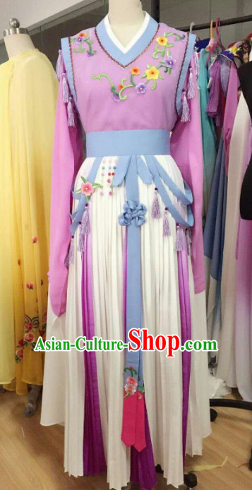 Traditional Chinese Peking Opera Diva Purple Dress Ancient Court Maid Embroidered Costume for Women