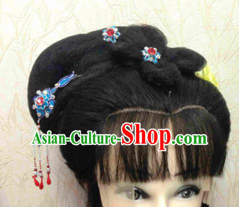 Chinese Ancient Princess Tassel Hairpins Traditional Beijing Opera Diva Hair Accessories and Wigs for Adults