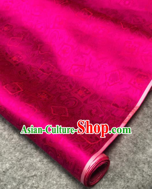 Traditional Chinese Rosy Silk Fabric Classical Peony Pattern Design Brocade Fabric Asian Satin Material