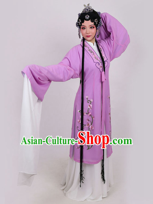 Chinese Traditional Peking Opera Actress Embroidered Purple Dress Ancient Princess Peri Costume for Women