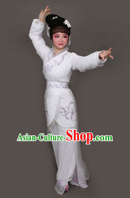 Chinese Traditional Peking Opera Actress Embroidered White Dress Ancient Swordswoman Bai Suzhen Costume for Women