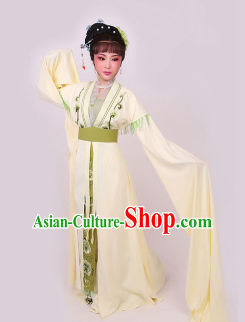 Chinese Traditional Peking Opera Princess Yellow Dress Ancient Court Lady Embroidered Costume for Women