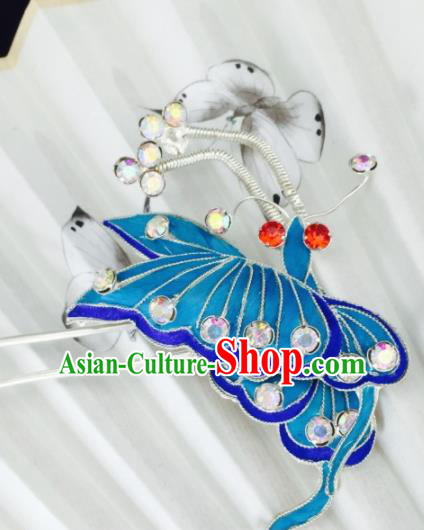 Chinese Ancient Princess Butterfly Hairpins Traditional Beijing Opera Diva Headwear Hair Accessories for Adults