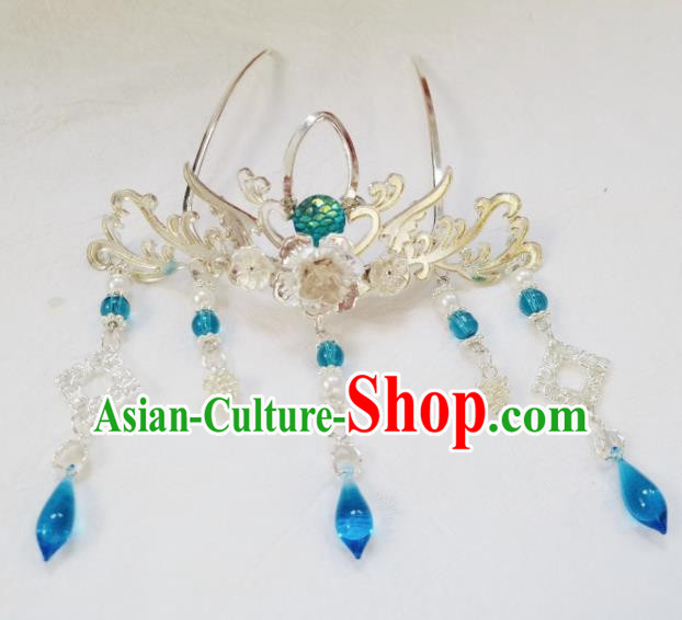Chinese Ancient Princess Hairpins Palace Crystal Tassel Hair Crown Traditional Hanfu Hair Accessories for Women