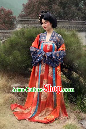 Chinese Ancient Tang Dynasty Wedding Hanfu Dress Traditional Court Lady Replica Costume for Women