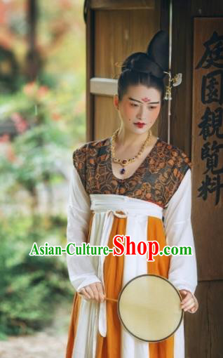 Chinese Ancient Early Tang Dynasty Court Replica Costume Traditional Imperial Consort Hanfu Dress for Women
