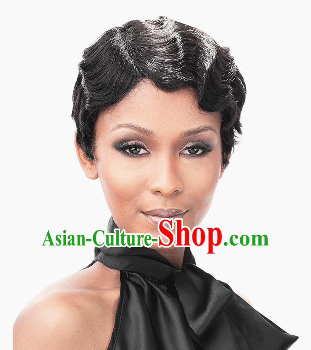 China Old Shanghai Style Black Wig Asian Wigs for Women