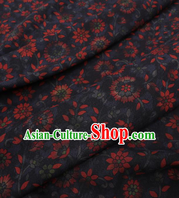 Traditional Chinese Classical Flowers Pattern Design Navy Gambiered Guangdong Gauze Asian Brocade Silk Fabric