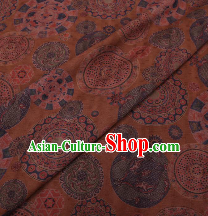 Traditional Chinese Classical Pattern Design Yellow Gambiered Guangdong Gauze Asian Brocade Silk Fabric
