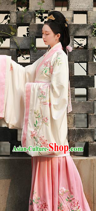 Chinese Ancient Han Dynasty Court Princess Hanfu Dress Traditional Imperial Consort Embroidered Replica Costume for Women
