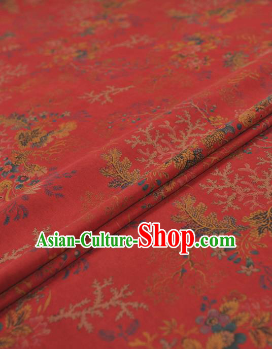 Chinese Traditional Pattern Design Red Gambiered Guangdong Gauze Asian Brocade Silk Fabric