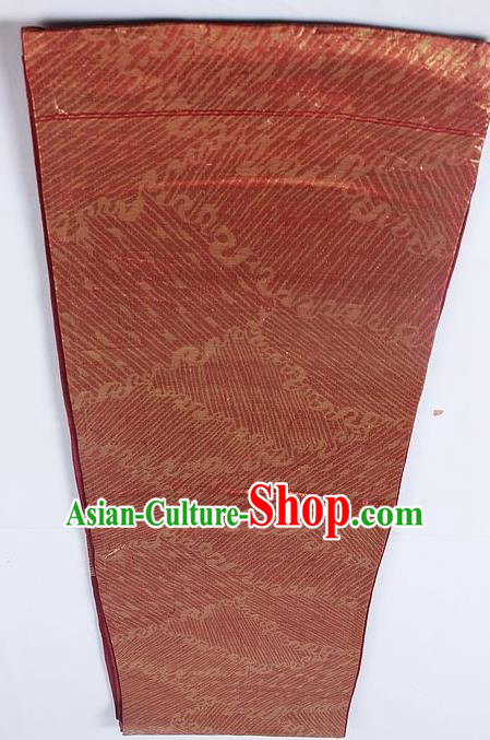 Asian Japanese Yukata Accessories Classical Pattern Rust Red Brocade Belt Japan Traditional Kimono Waistband for Women