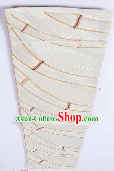 Asian Japanese Yukata Accessories Classical Bamboo Pattern White Brocade Belt Japan Traditional Kimono Waistband for Women