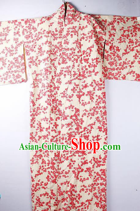 Asian Japanese National Iromuji Printing Red Sakura Furisode Kimono Ceremony Costume Traditional Japan Yukata Dress for Women