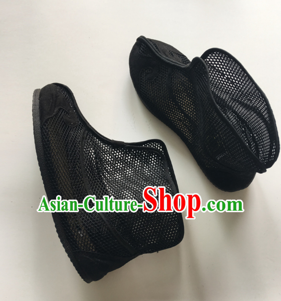 Ancient Chinese Style Mesh Black Boots for Men
