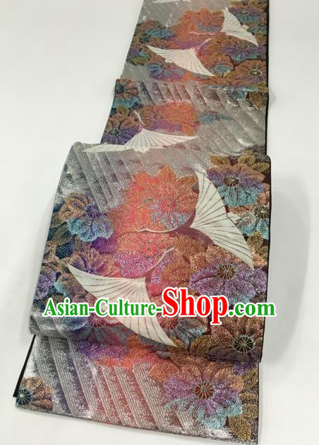 Japanese Traditional Classical Swan Pattern Waistband Kimono Brocade Accessories Asian Japan Yukata Belt for Women