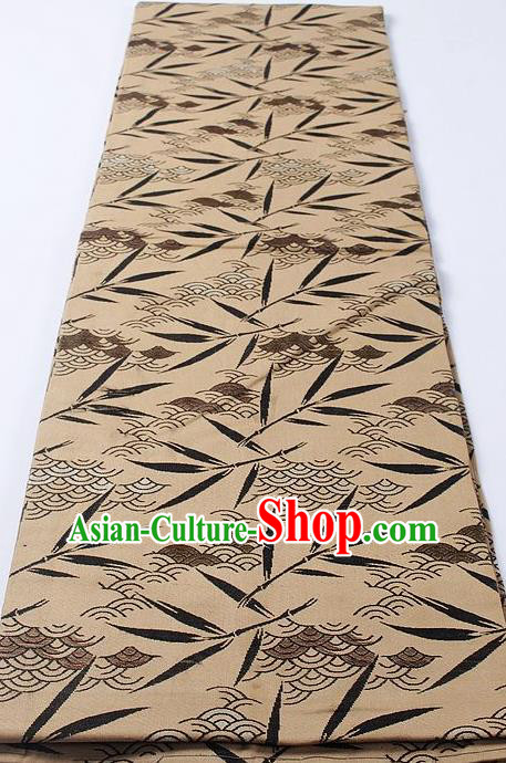 Japanese Classical Bamboo Leaf Pattern Khaki Waistband Kimono Accessories Asian Traditional Yukata Brocade Belt for Women
