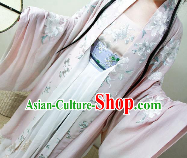 Chinese Traditional Song Dynasty Court Pink Hanfu Dress Ancient Imperial Concubine Replica Costumes for Women