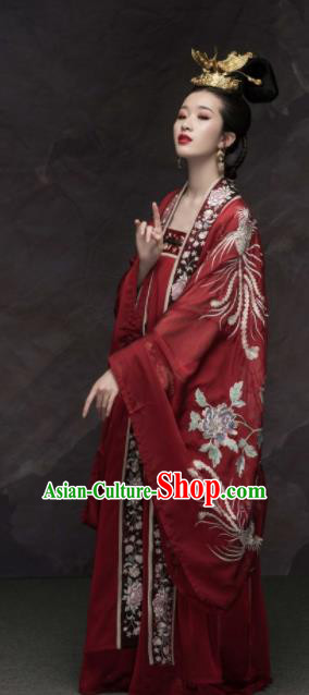 Traditional Chinese Tang Dynasty Empress Wedding Red Hanfu Dress Ancient Palace Queen Replica Costumes for Women