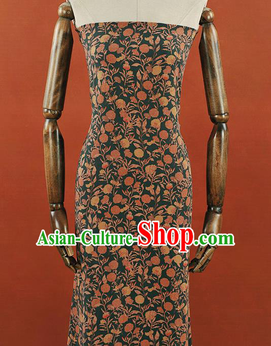 Chinese Traditional Hydrangea Pattern Design Atrovirens Gambiered Guangdong Gauze Asian Brocade Silk Fabric