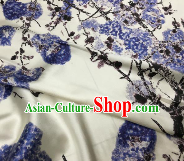 Asian Chinese Classical Kapok Pattern White Brocade Satin Drapery Traditional Cheongsam Brocade Silk Fabric