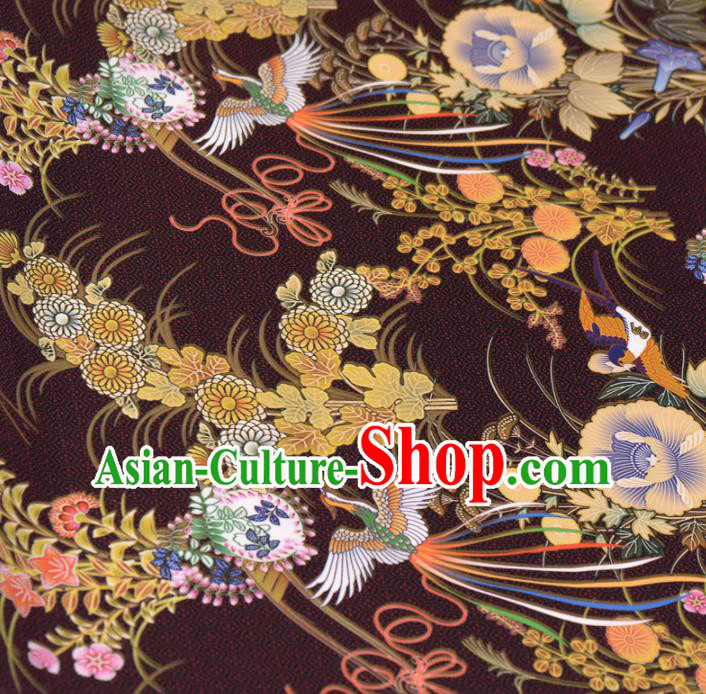 Asian Chinese Classical Phoenix Sunflowers Pattern Purple Gambiered Guangdong Gauze Traditional Cheongsam Brocade Silk Fabric