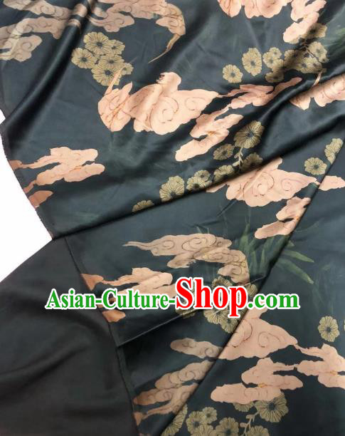 Asian Chinese Classical Clouds Pattern Black Satin Drapery Gambiered Guangdong Gauze Brocade Traditional Cheongsam Brocade Silk Fabric