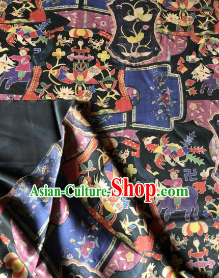 Asian Chinese Classical Flowers Pattern Satin Drapery Gambiered Guangdong Gauze Brocade Traditional Cheongsam Brocade Silk Fabric