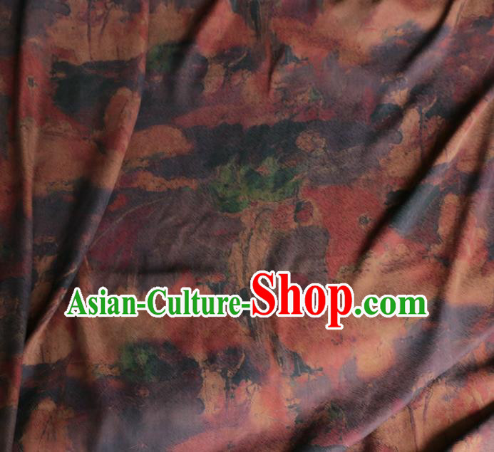 Asian Chinese Classical Pattern Purple Gambiered Guangdong Gauze Satin Drapery Brocade Traditional Cheongsam Brocade Silk Fabric