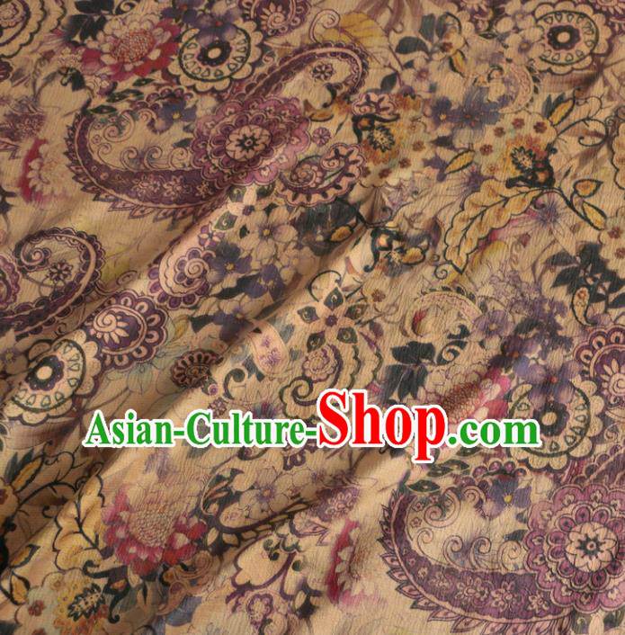 Asian Chinese Classical Pattern Yellow Gambiered Guangdong Gauze Satin Drapery Brocade Traditional Cheongsam Brocade Silk Fabric